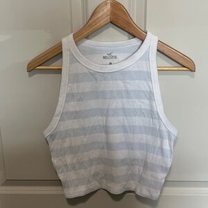 Hollister Light Blue & White Striped Racerback Ribbed Xl